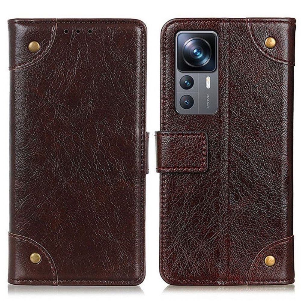 Leren Hoesje voor Xiaomi 12T / 12T Pro Stijl Nappa Lederen Vintage Klinknagels