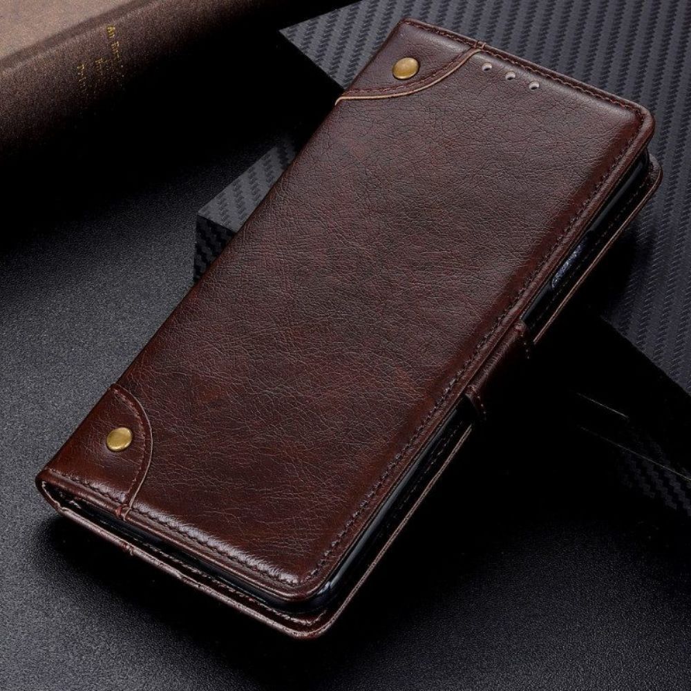 Leren Hoesje voor Xiaomi 12T / 12T Pro Stijl Nappa Lederen Vintage Klinknagels