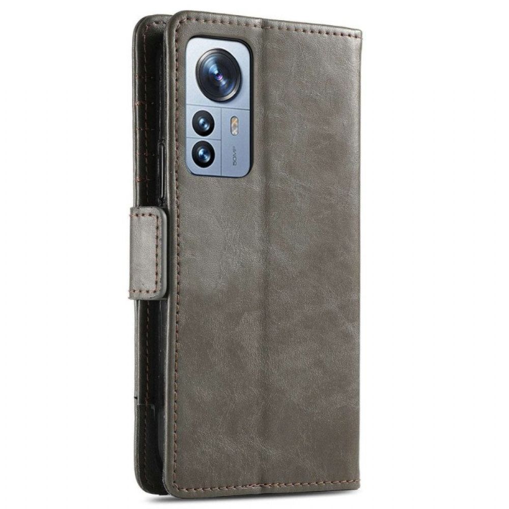 Leren Hoesje voor Xiaomi 12T / 12T Pro Tweekleurige Dubbele Sluiting