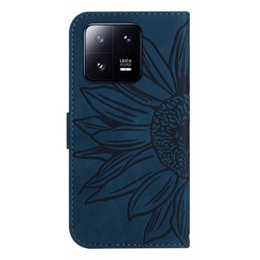 Leren Hoesje voor Xiaomi 13 Bloem Met Koord