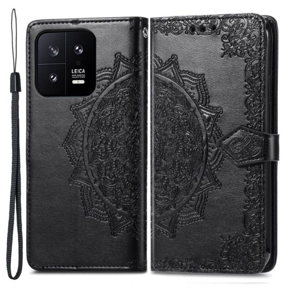 Leren Hoesje voor Xiaomi 13 Mandala Zon Met Lanyard