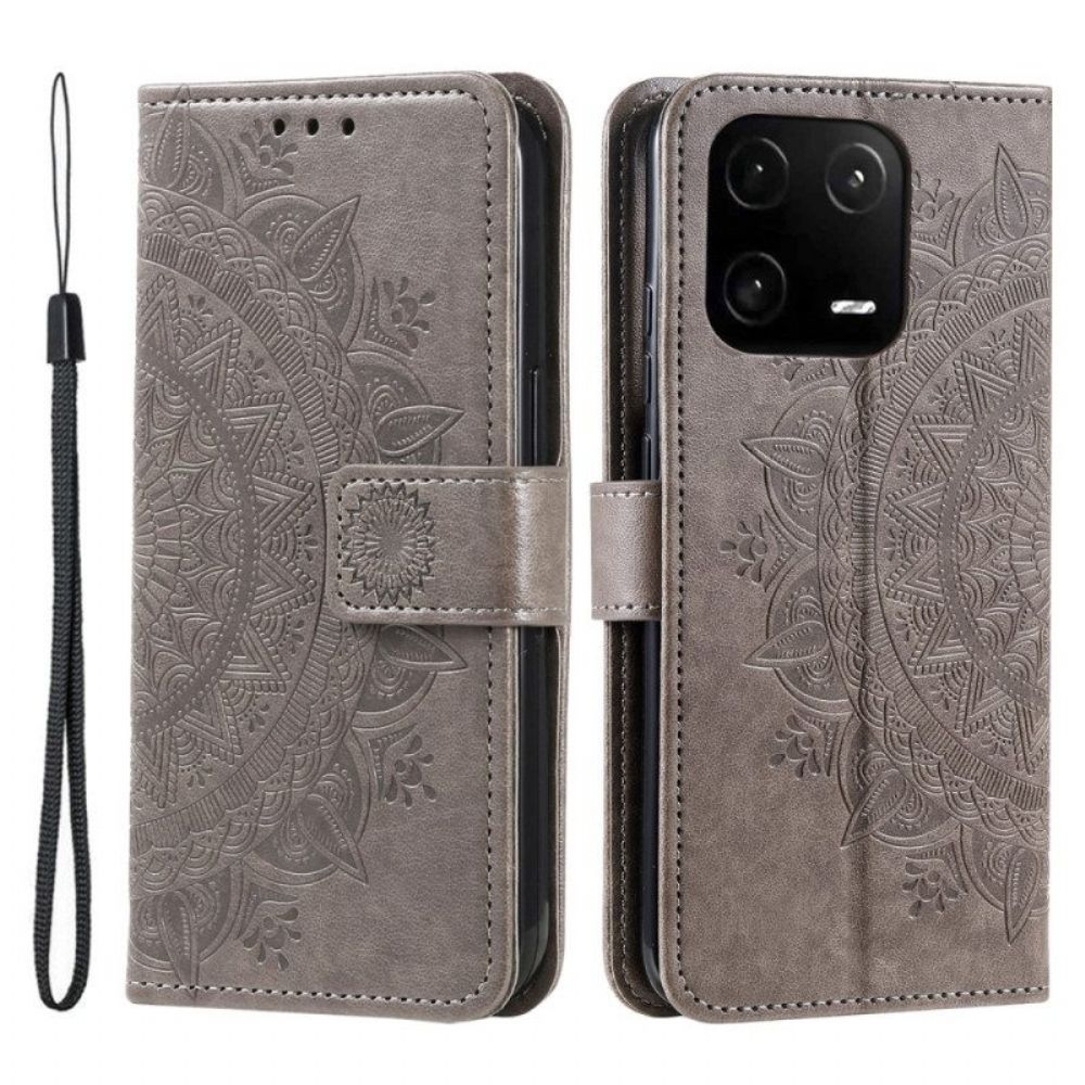 Leren Hoesje voor Xiaomi 13 Mandala Zon Met Lanyard