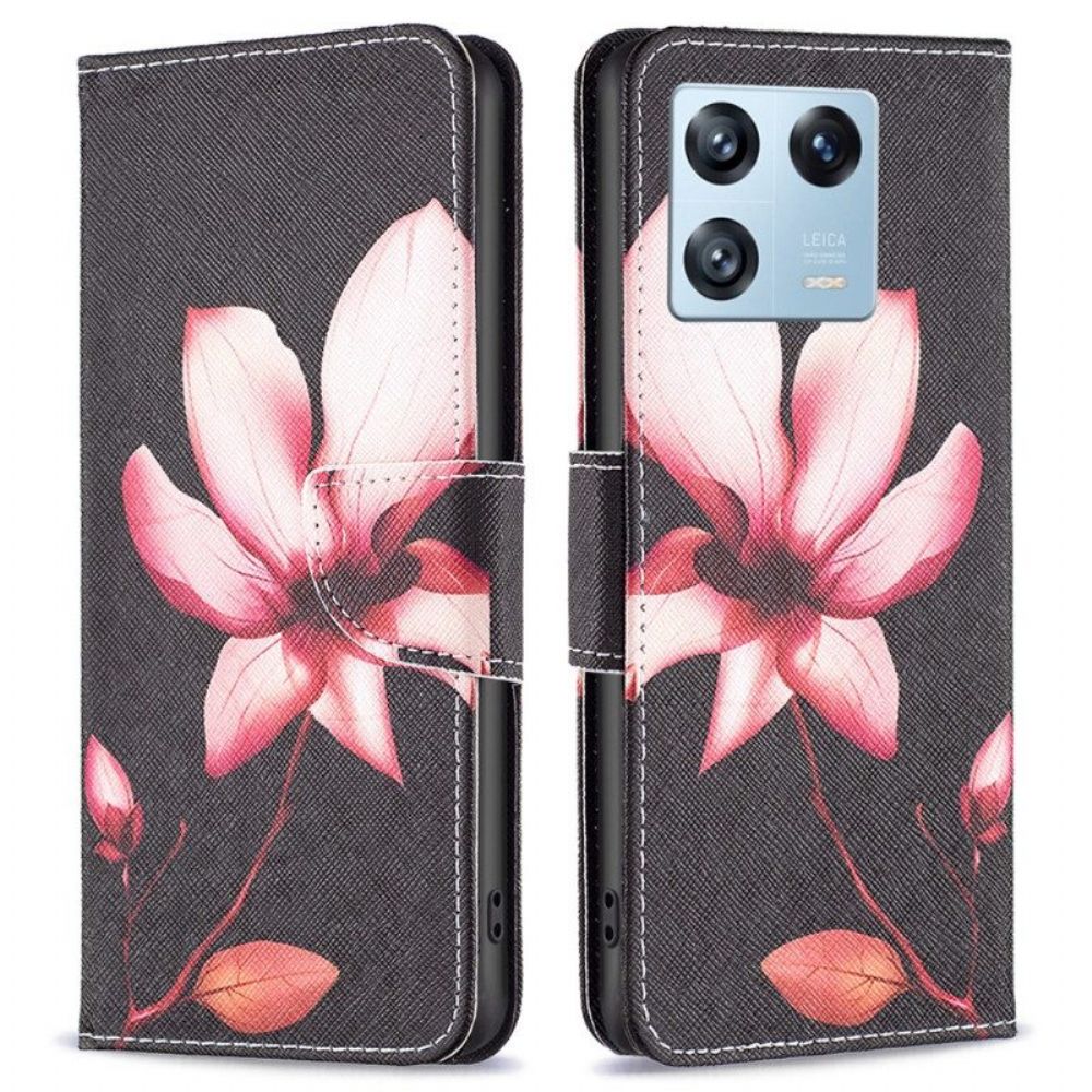 Leren Hoesje voor Xiaomi 13 Pro Roze Bloem