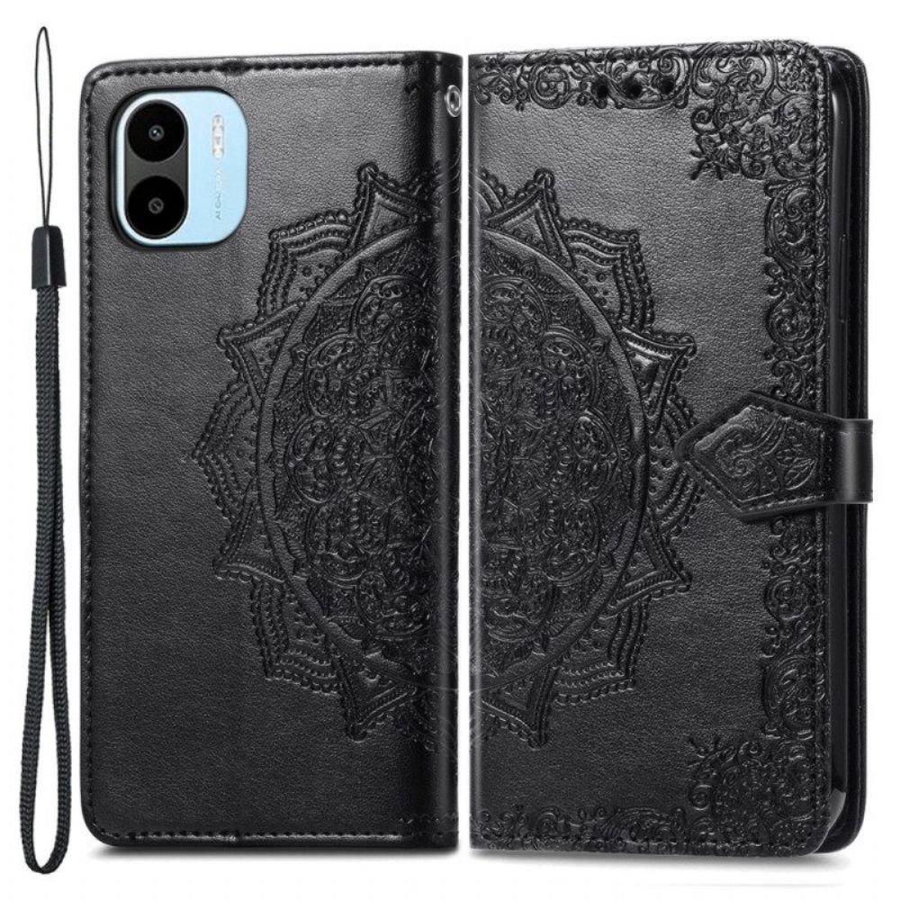 Leren Hoesje voor Xiaomi Redmi A1 Mandala Zon Met Lanyard