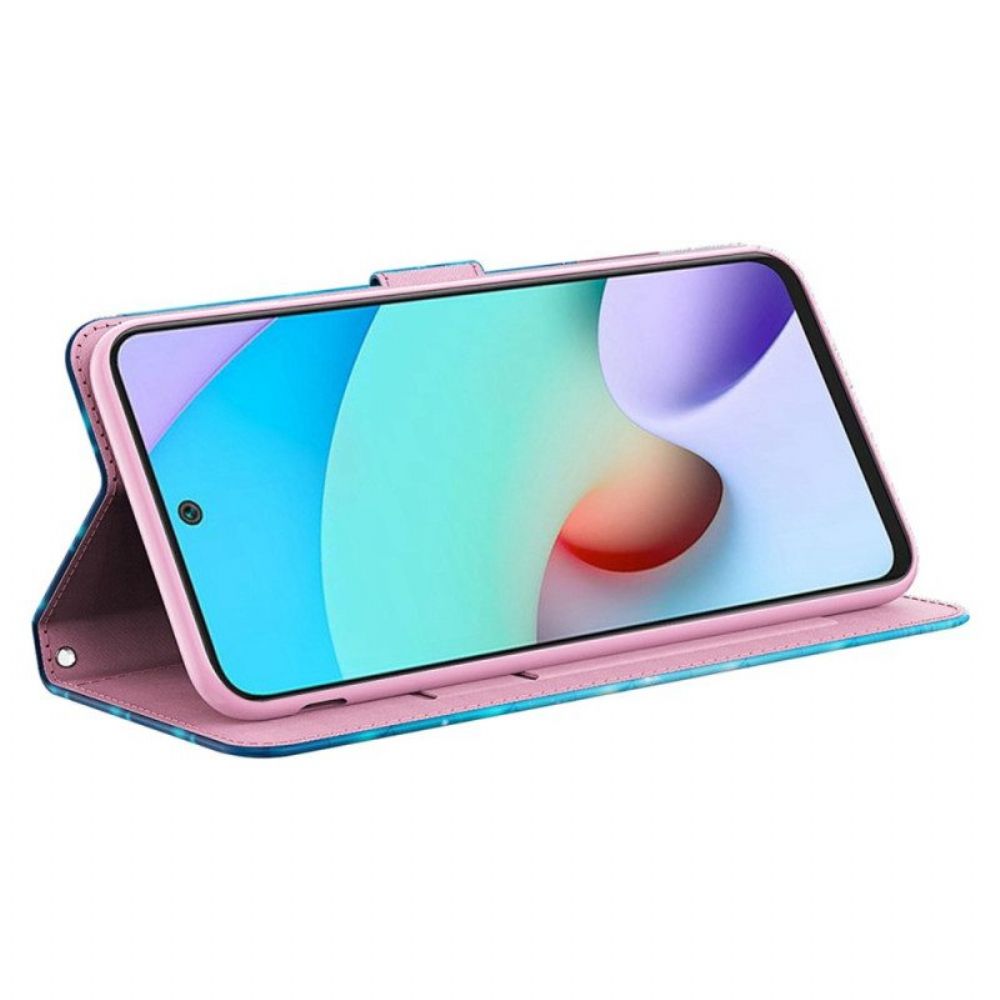 Leren Hoesje voor Xiaomi Redmi A1 Vliegende Blauwe Vlinders