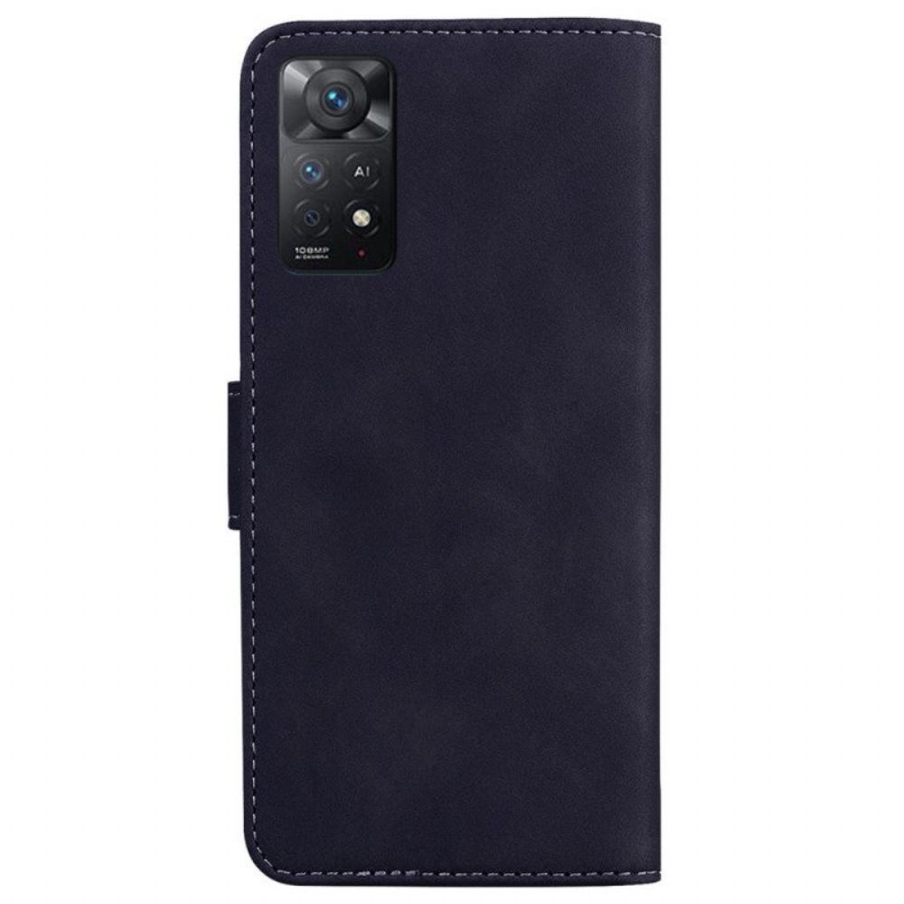 Leren Hoesje voor Xiaomi Redmi Note 11 Pro / 11 Pro 5G Huid-aanraking Vlinder