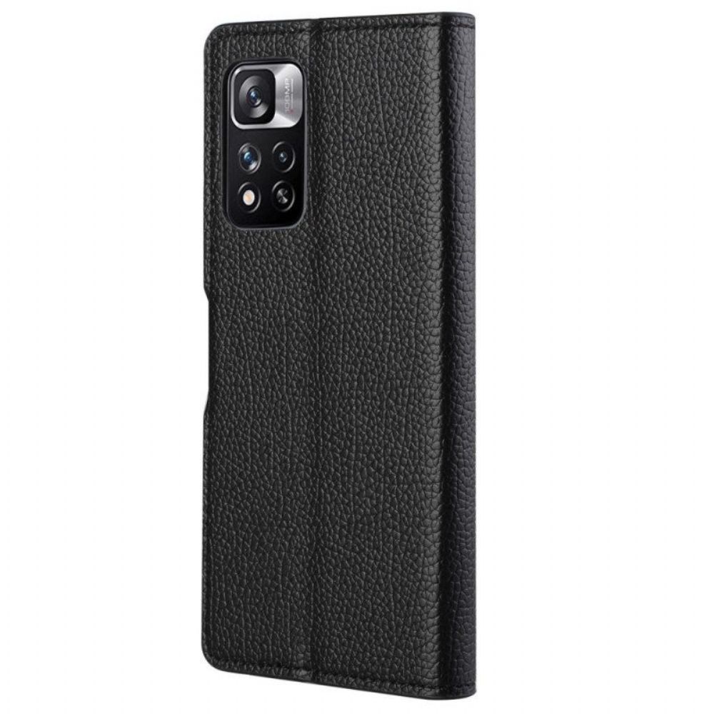 Leren Hoesje voor Xiaomi Redmi Note 11 Pro / 11 Pro 5G Lychee Graan