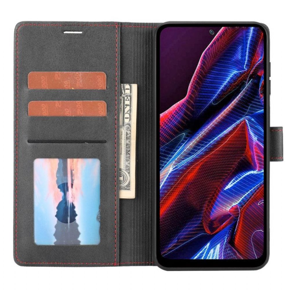 Leren Hoesje voor Xiaomi Redmi Note 12 5G Lijn Leereffect