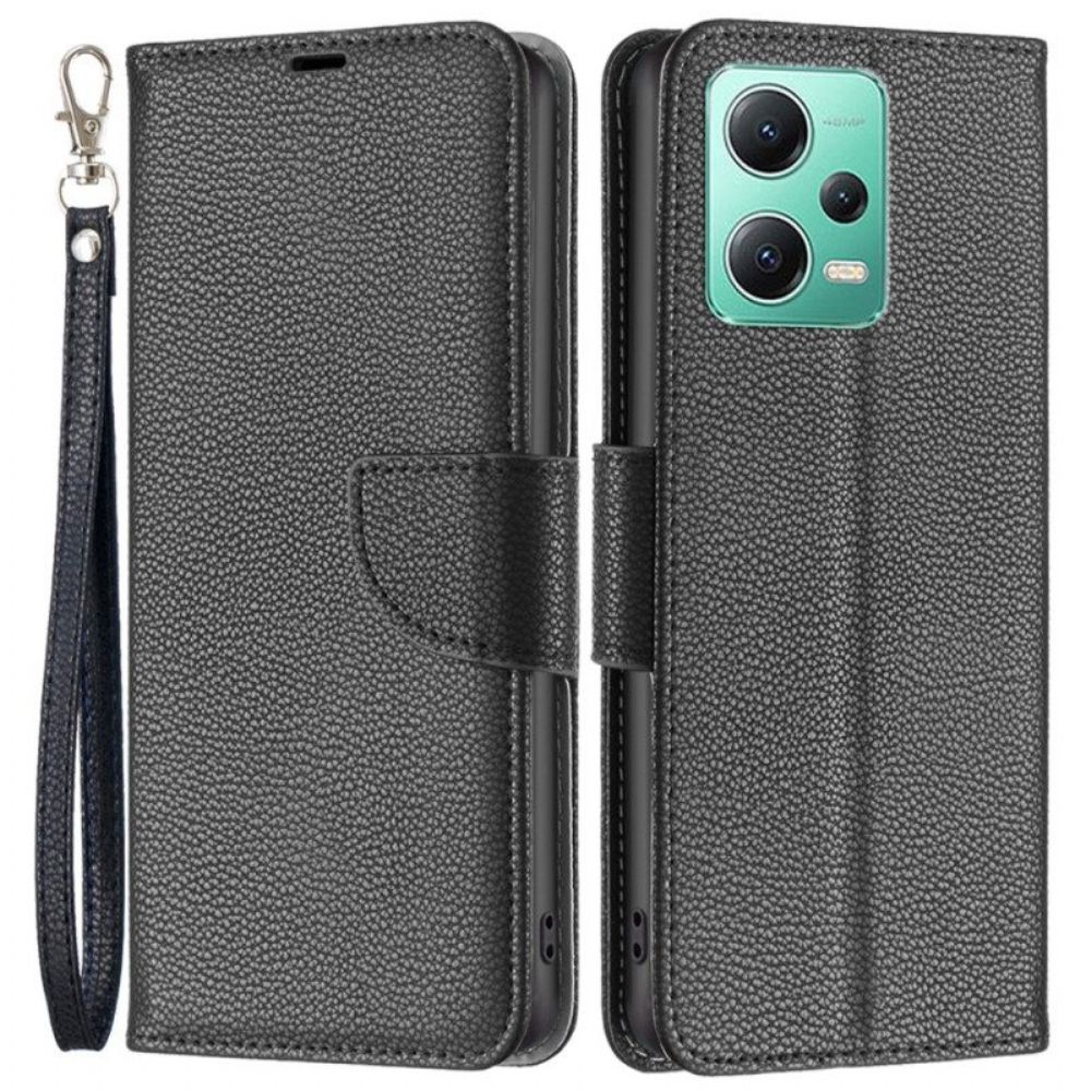 Leren Hoesje voor Xiaomi Redmi Note 12 5G Lychee Schuine Sluiting