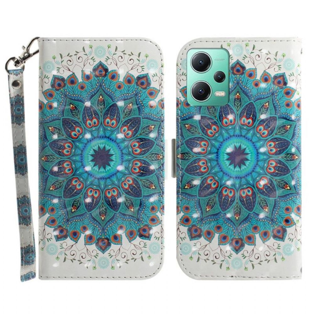 Leren Hoesje voor Xiaomi Redmi Note 12 5G Met Ketting Strakke Mandala