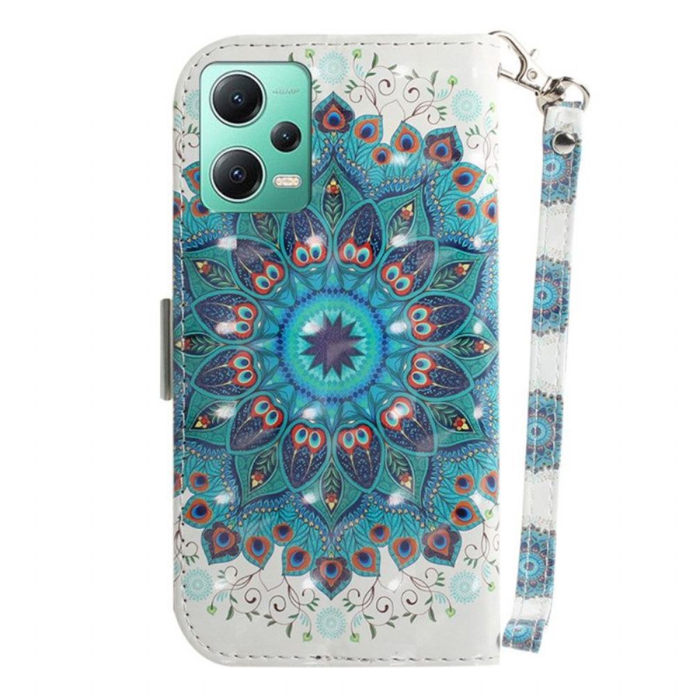 Leren Hoesje voor Xiaomi Redmi Note 12 5G Met Ketting Strakke Mandala