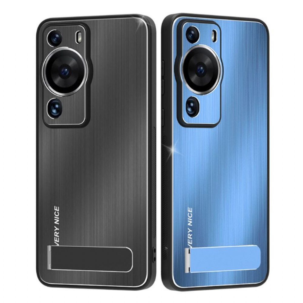 Telefoonhoesje voor Huawei P60 Pro Geborsteld Aluminium Met Steun