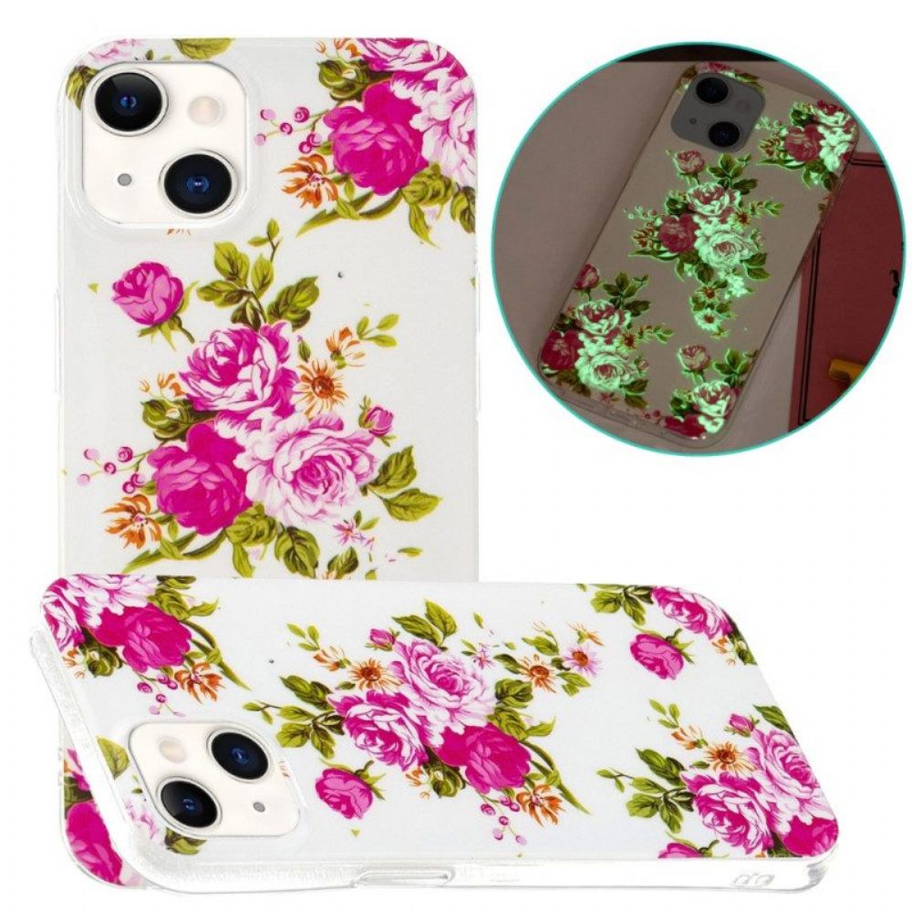 Telefoonhoesje voor iPhone 15 Plus Fluorescerende Bloemen