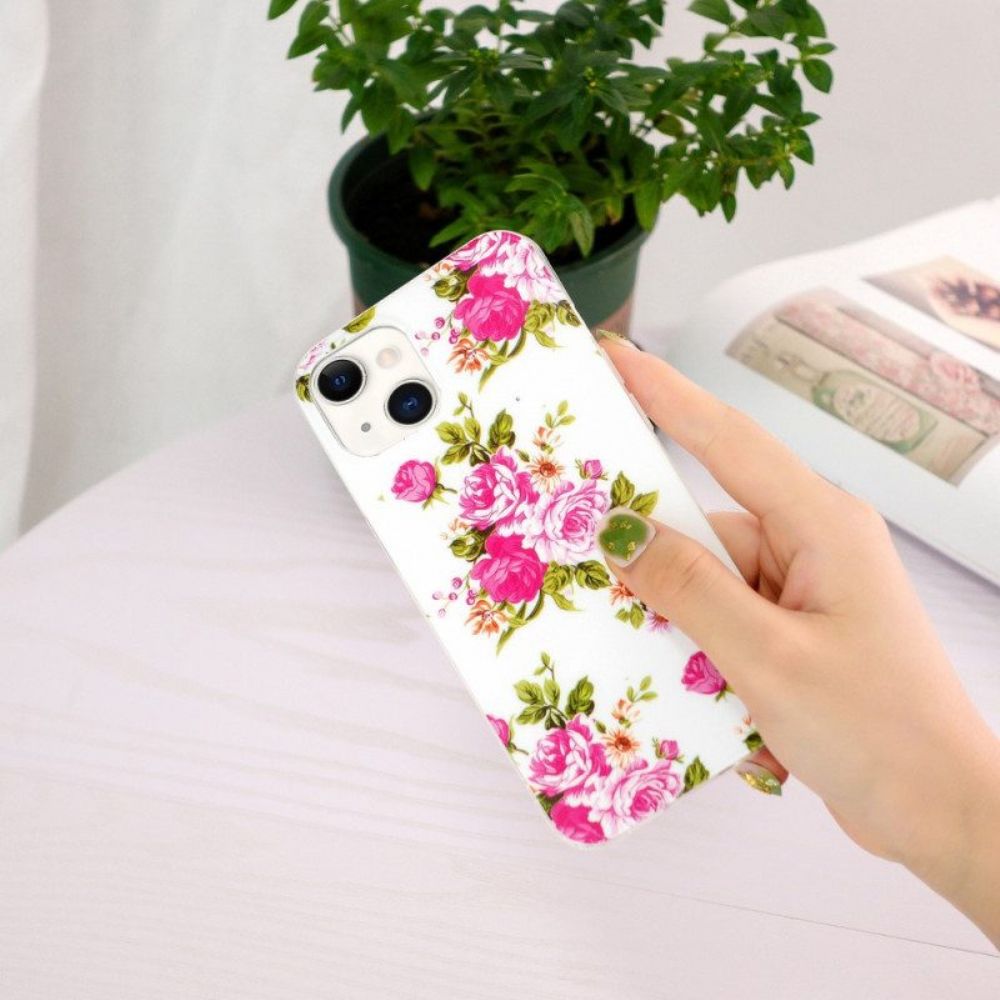 Telefoonhoesje voor iPhone 15 Plus Fluorescerende Bloemen