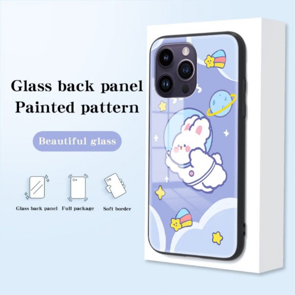 Telefoonhoesje voor iPhone 15 Pro Max Happy Rabbit Gehard Glas