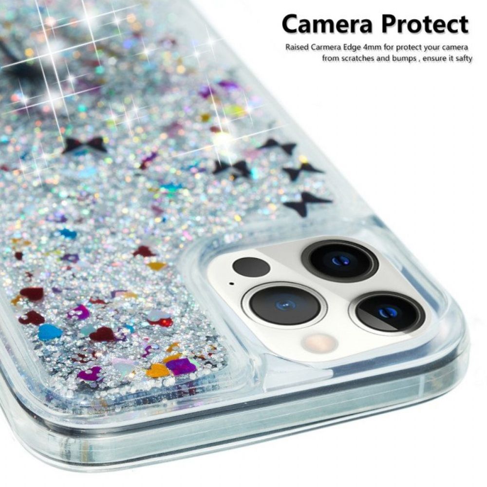 Telefoonhoesje voor iPhone 15 Pro Paardebloemglitter