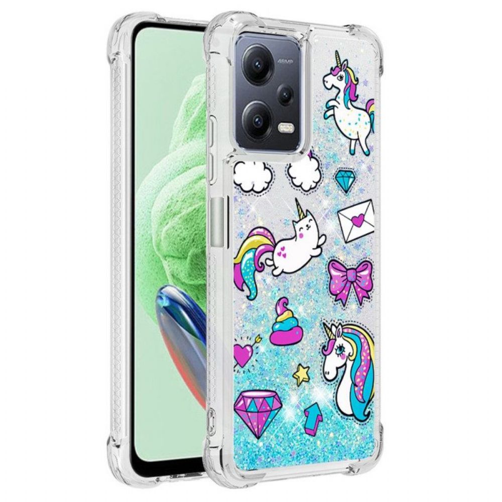 Telefoonhoesje voor Poco X5 5G Glitter Eenhoorns