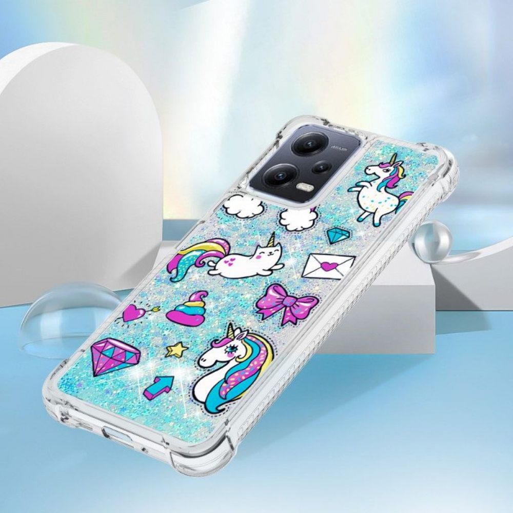 Telefoonhoesje voor Poco X5 5G Glitter Eenhoorns