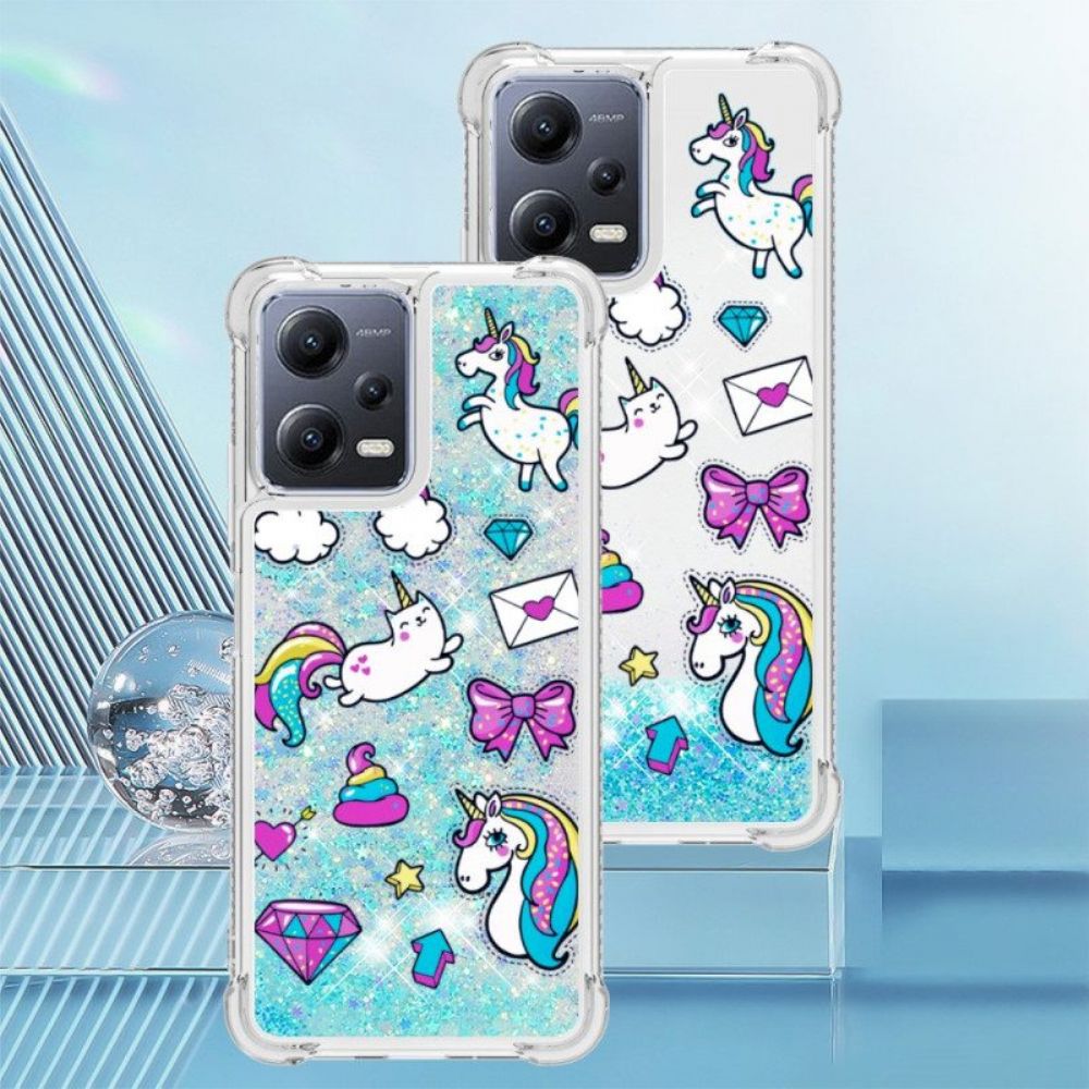 Telefoonhoesje voor Poco X5 5G Glitter Eenhoorns