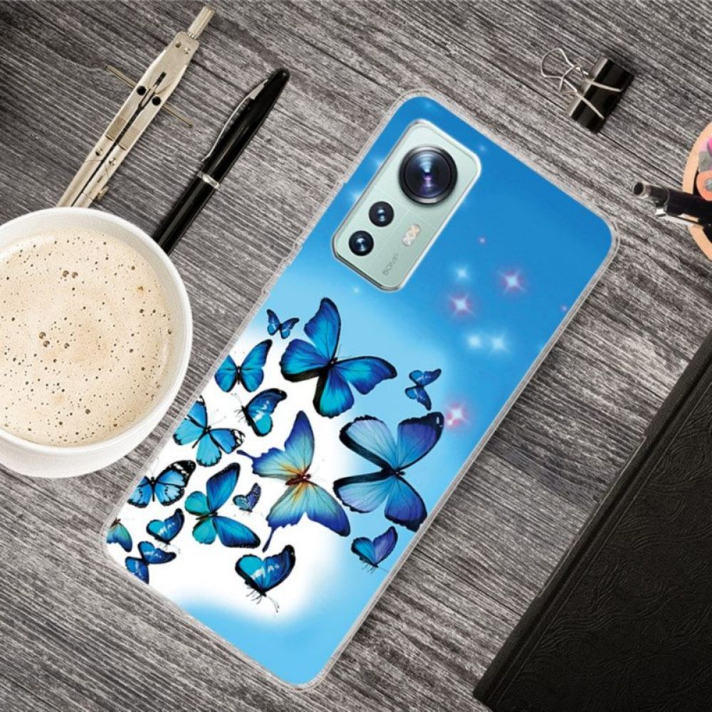 Telefoonhoesje voor Xiaomi 12 / 12X Siliconen Blauwe Vlinders